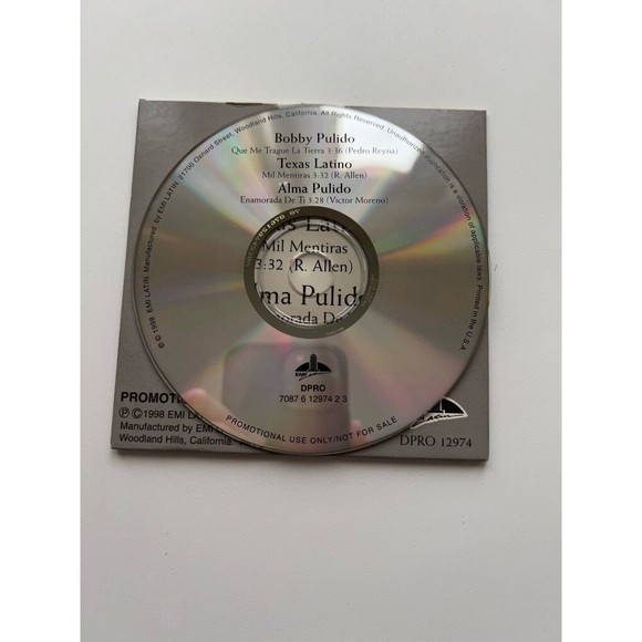 Bobby Pulido Texas Latino Alma Pulido 1998 CD Maxi Single EMI Latin Promo - Picture 3 of 3